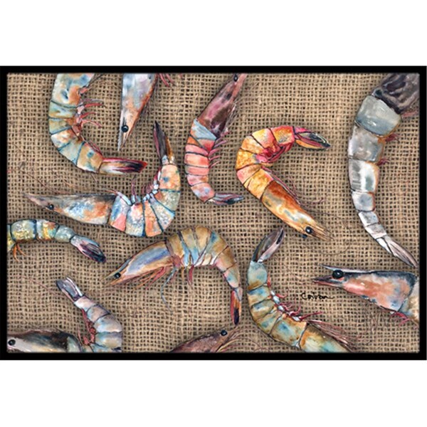 Carolines Treasures 18 x 27 in. Burlap And Shrimp Indoor Or Outdoor Mat 8738MAT - main
